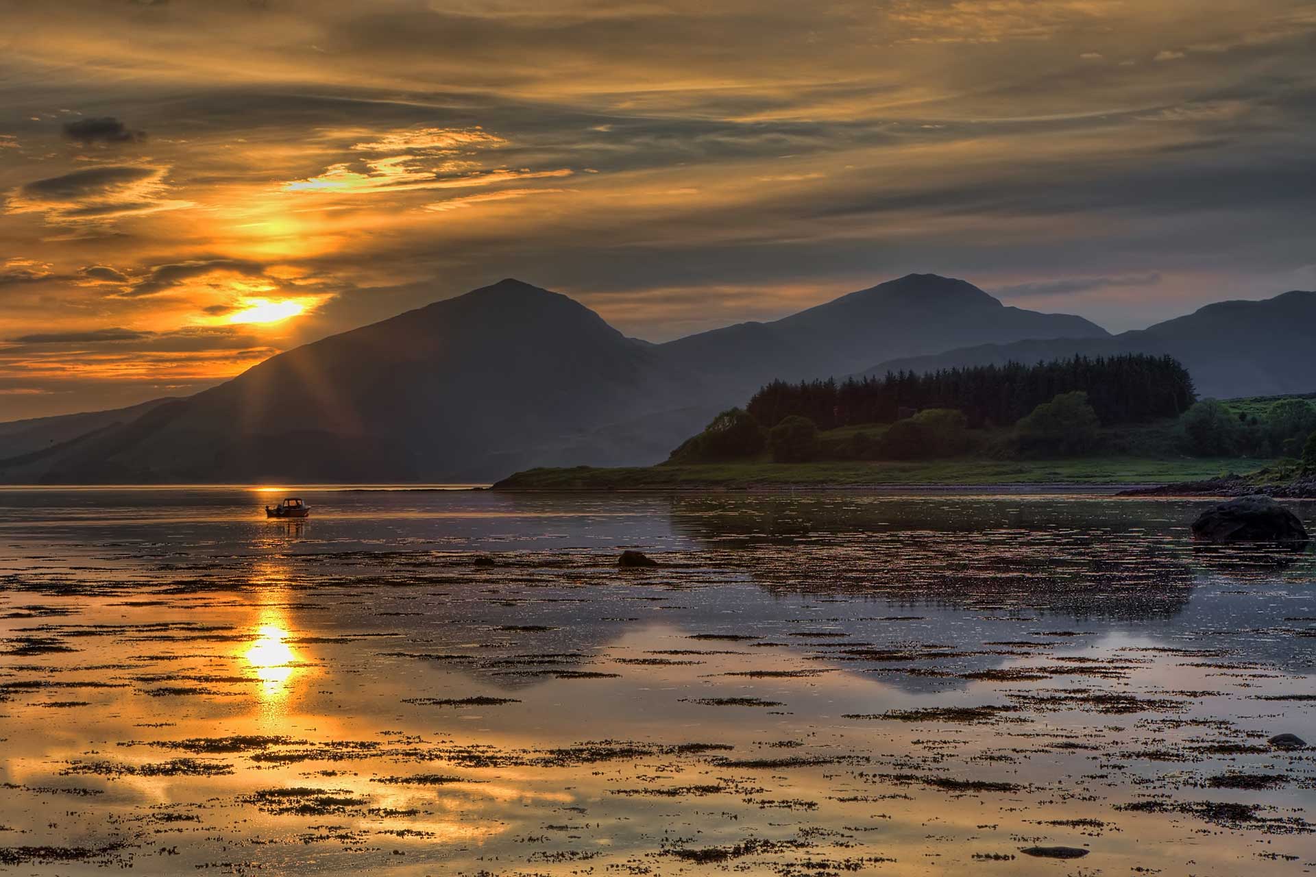 A sunset view of Loch Linnhe near Glencoe